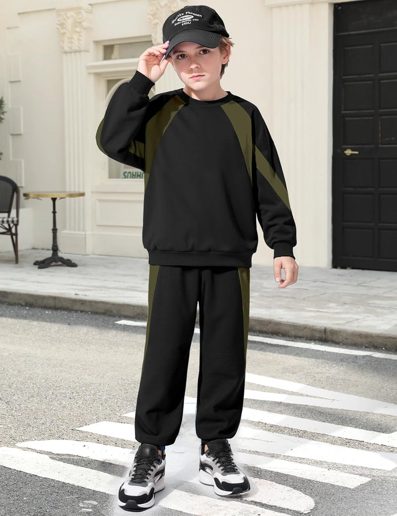 TyeSmo Store Boys Clothes Solid Color Kids Clothes Boys Outfits Crewneck Sweatshirts Sweatpants Clothing Sets with Pockets 6-12Y - Image 3